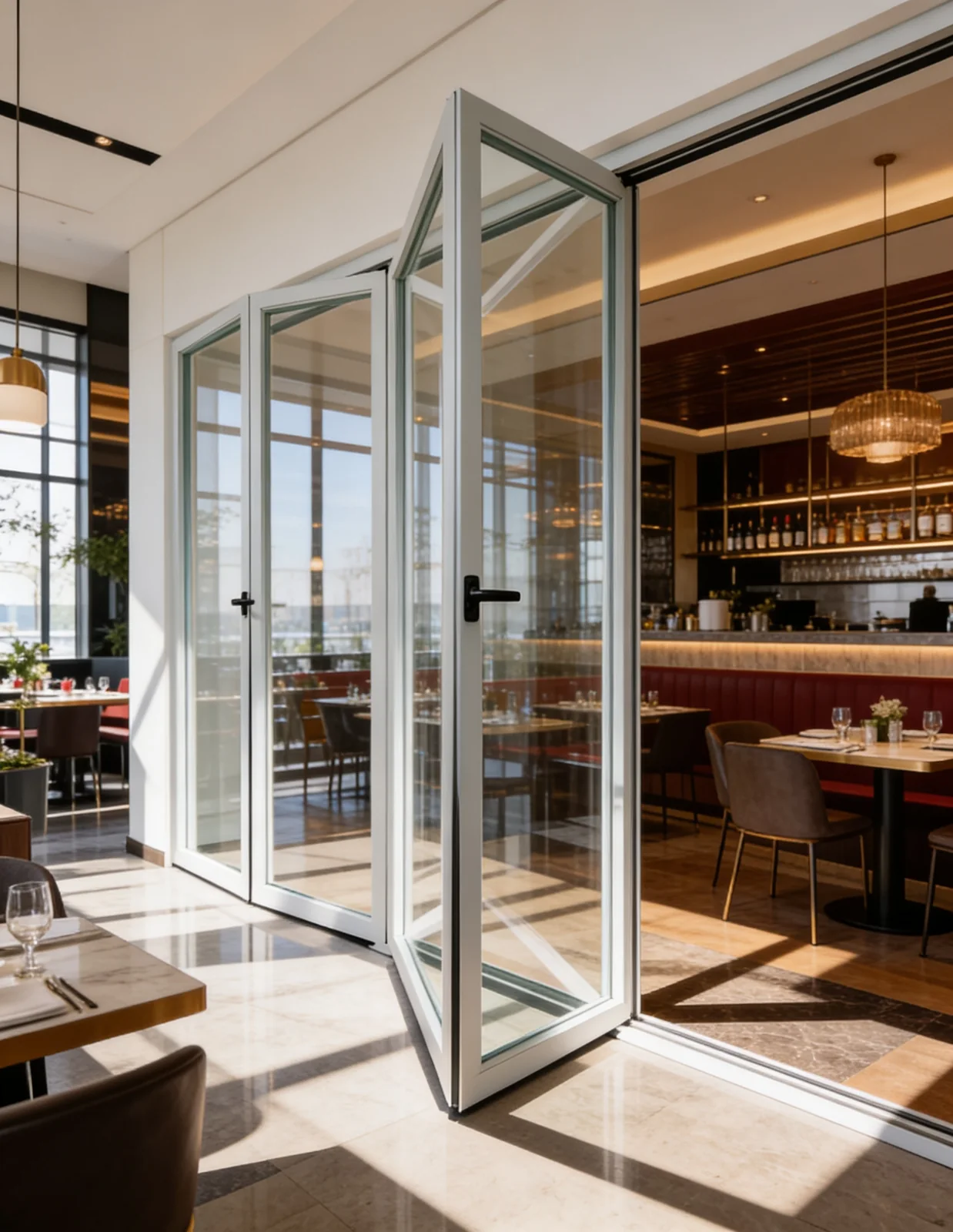 uPVC fold and slide doors in a large architectural opening